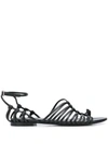 3.1 Phillip Lim / フィリップ リム Lily Leather Asymmetrical Cage Flat Sandals In Black