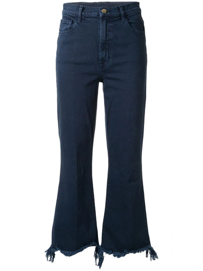 J Brand Flared Distressed Jeans In Blue