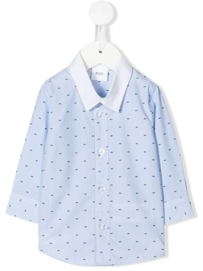 Hugo Boss Babies' All-over Pattern Shirt In Blue