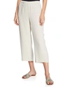 Eileen Fisher Plus Size Cropped Silk Georgette Straight-leg Pants In Bone
