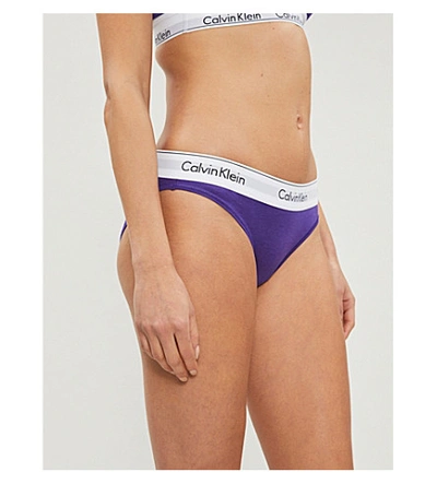 Calvin Klein Modern Cotton Stretch-cotton Bikini Briefs In 9vz Rich Violet