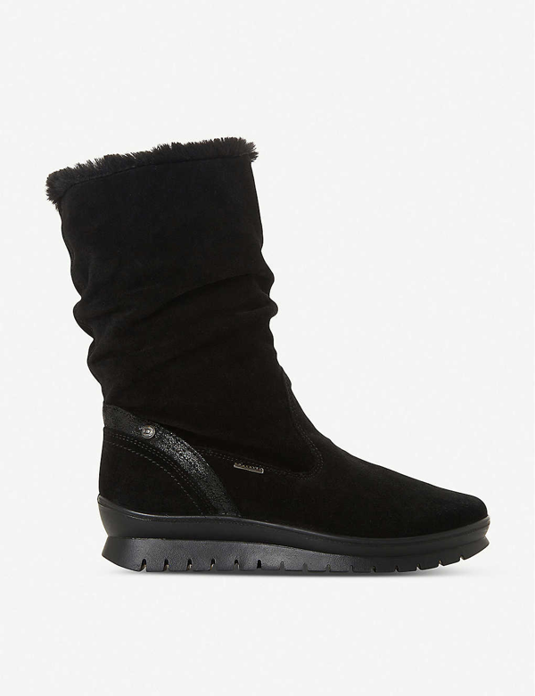 dune rafikii water resistant calf boots black suede