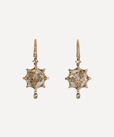Annoushka 18ct Rose Gold Dream Catcher Pearl And Diamond Small Drop Earrings