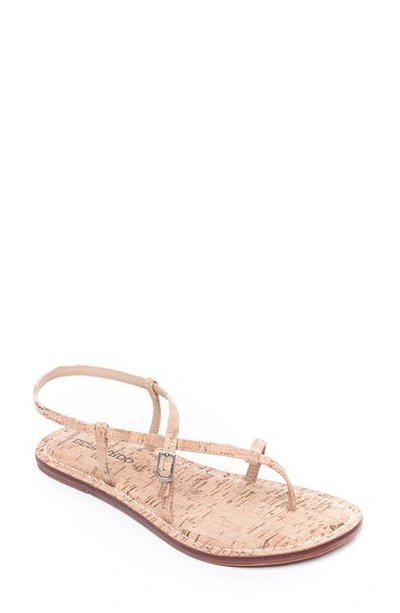 Bernardo Lexi Cork Toe-strap Flat Sandals In Beige