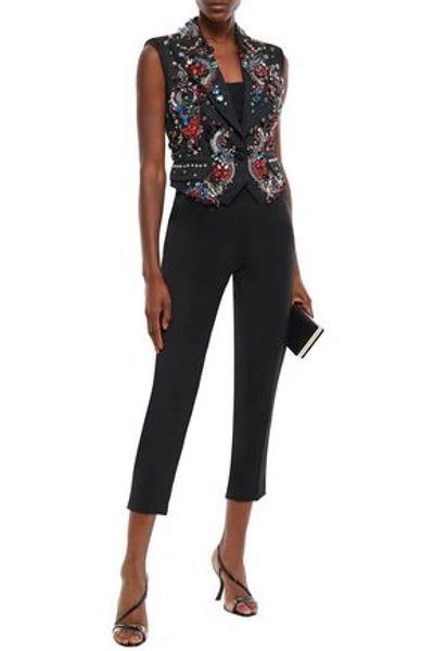 Dolce & Gabbana Embellished Jacquard Vest In Black