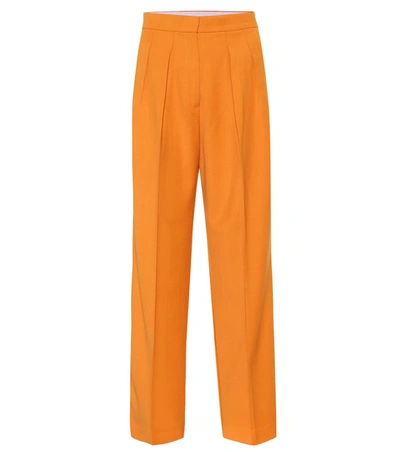 Roksanda Satin-trimmed Twill Tapered Trousers In Orange