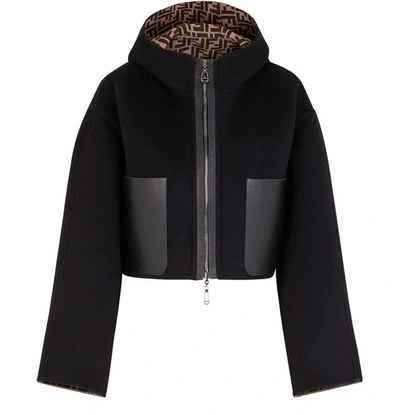 Fendi Ff Double Wool Jacket In Noir