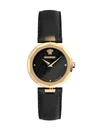 Versace Women's Idyia Ip Gold Stainless Steel Leather-strap Watch In Black