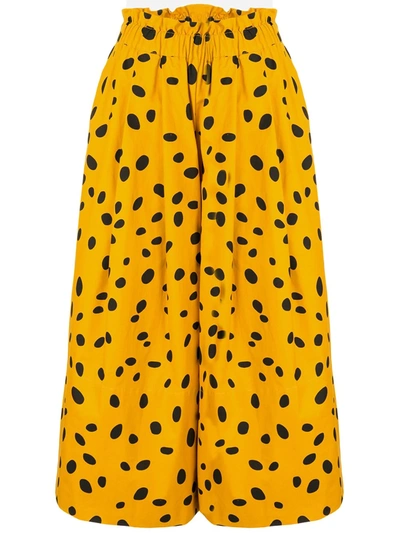 Romance Was Born Cheetah Minx Cropped Palazzo Trousers In Yellow