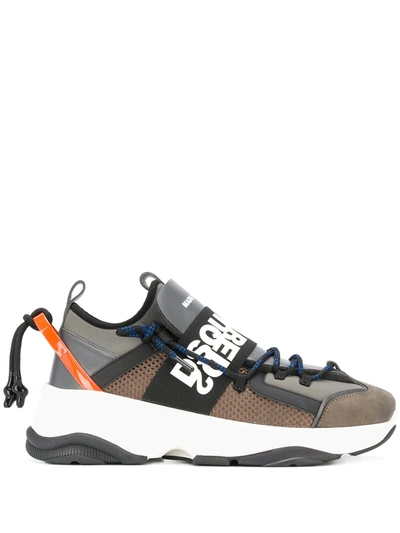 Dsquared2 Oversized Tongue Low Top Sneakers In Grey