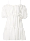 Goen J Balloon-sleeved Tiered Mini Dress In White