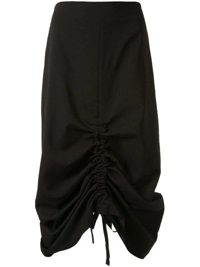 Goen J Ruched Midi Skirt In Black