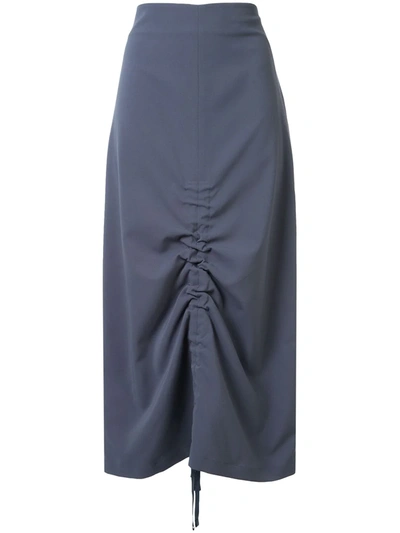 Goen J Ruched Midi Skirt In Blue