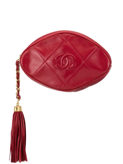 Pre-owned Chanel 1990s Quilted Cc Clutch In Red