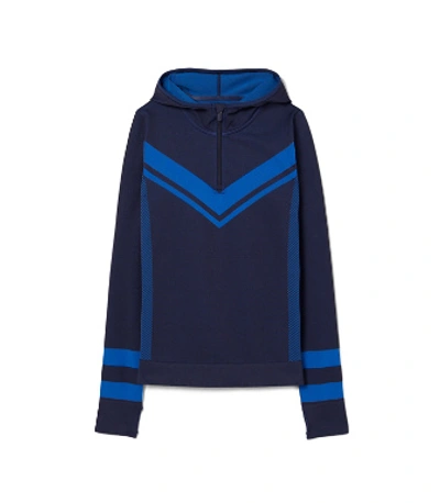 Tory Sport Seamless Chevron Half-zip Pullover In Tory Navy/royale Double Dye