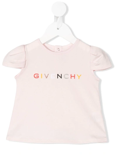 Givenchy Babies' Kids Logo Embroidered T-shirt In Pink