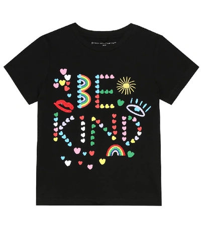 Stella Mccartney Black Teen T-shirt With Multicolor Press In Nero