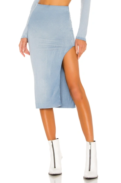 Cotton Citizen X Revolve Melbourne Midi Skirt With Slit In Desert Sky Dawn Blue