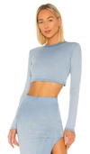 Cotton Citizen X Revolve Verona Crop Long Sleeve In Desert Sky Dawn Blue