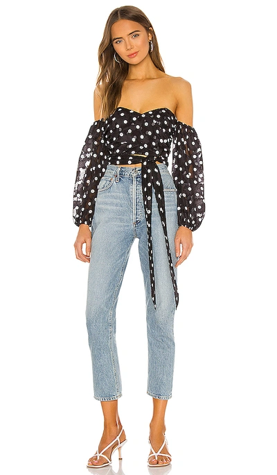 House Of Harlow 1960 X Revolve Karis Top In Black & White Dot