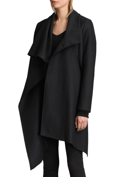 Allsaints City Monument Wool Blend Coat In Black
