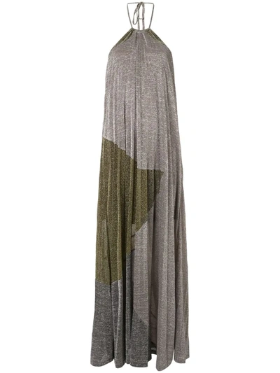 Suboo Luna Pleated Maxi Dress In Metallic