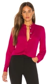 Theory Classic Fitted Stretch Silk Shirt In Magenta