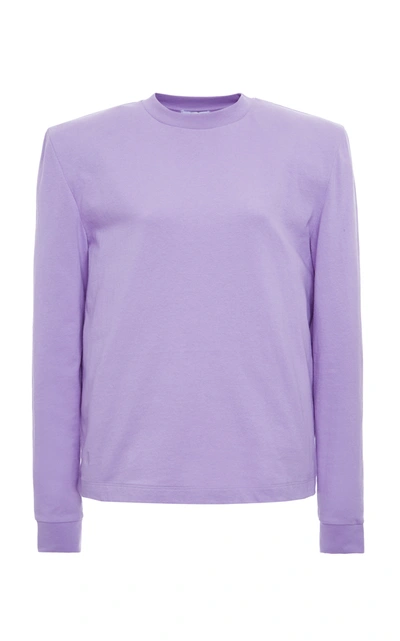 Attico Padded Cotton-jersey T-shirt In Purple