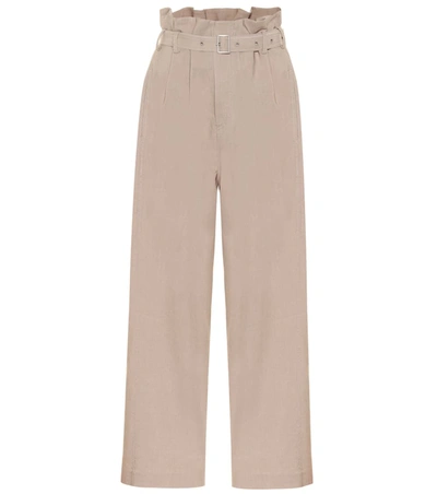 Low Classic Belted Linen-blend Wide-leg Pants In Neutral