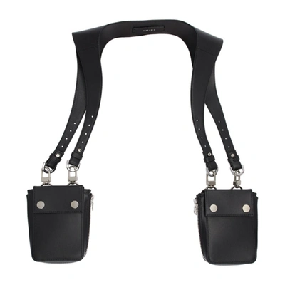 Amiri Black Leather Harness Bag