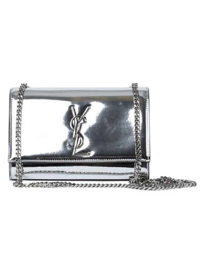 Saint Laurent Ysl New Small Kate Mirror Bag In Silver