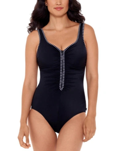 Reebok Our Zips Are Sealed Zipper One-piece Swimsuit Women's Swimsuit In Black