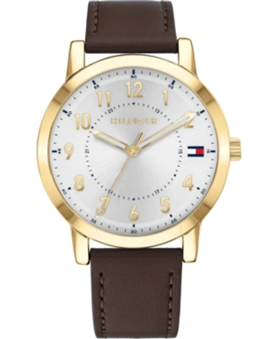 Tommy Hilfiger Men's Brown Leather Strap Watch 42mm, Created For Macy's In Dark Brown