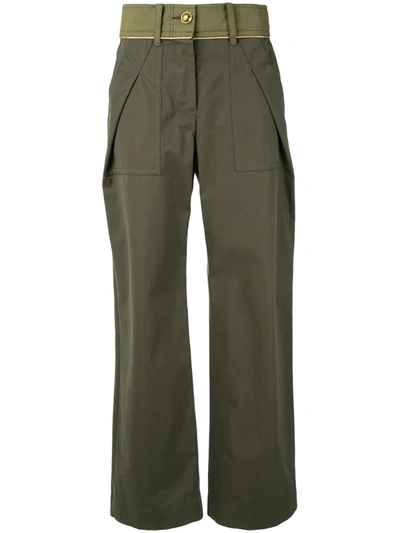 Sacai Women's Wide Combo Cargo Pants In Khaki