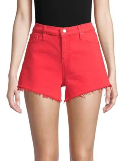 Hudson Gemma Mid-rise Frayed Hem Denim Shorts In Cherry