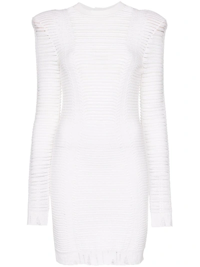 Balmain Distressed Mini Dress In White