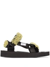 Cecilie Bahnsen X Suicoke Maria Beaded Velcro-strap Sandals In Black