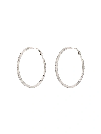 Miu Miu Silver-tone Crystal Hoop Earrings