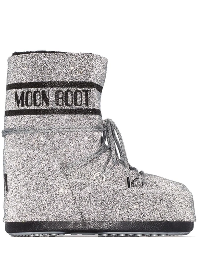 Moon Boot Moon 施华洛世奇水晶短靴 In Silver