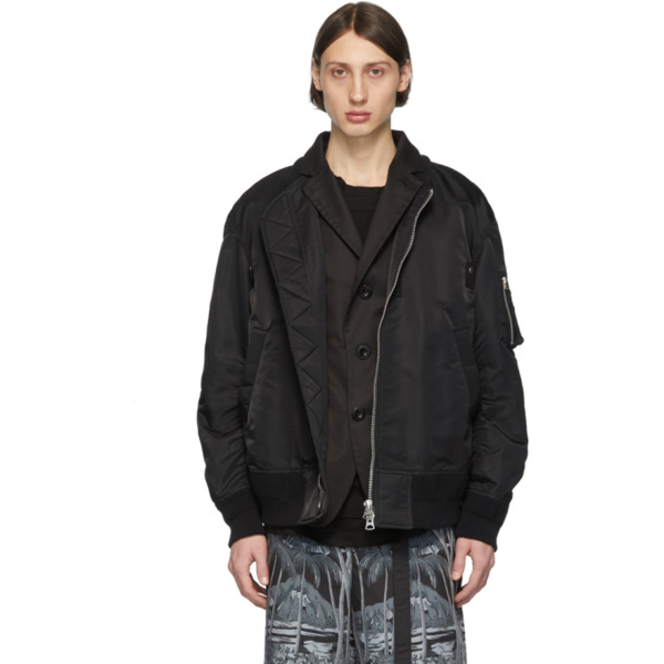 Sacai Black Ma 1 Bomber Jacket Modesens