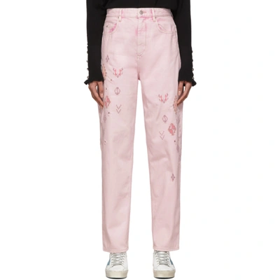 Isabel Marant Étoile Isabel Marant Etoile Pink Embroidered Corsyb Jeans In 40pk Pink