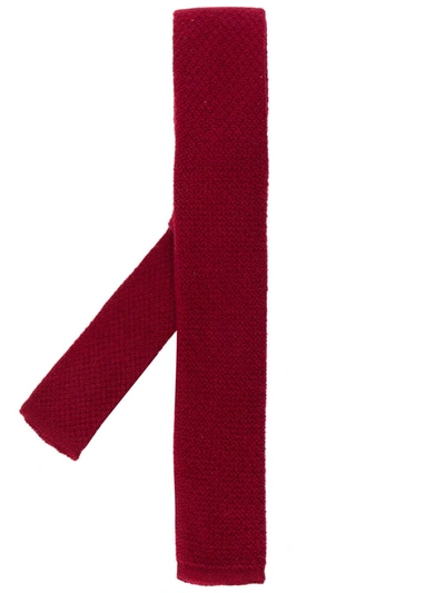 N•peal Plain Knitted Tie In Red