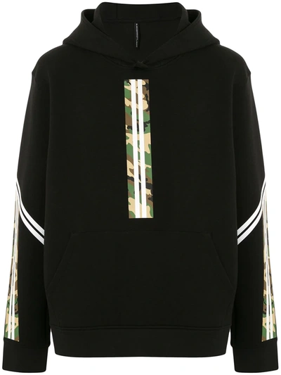 Blackbarrett Camouflage print Panelled Hoodie In Black ModeSens