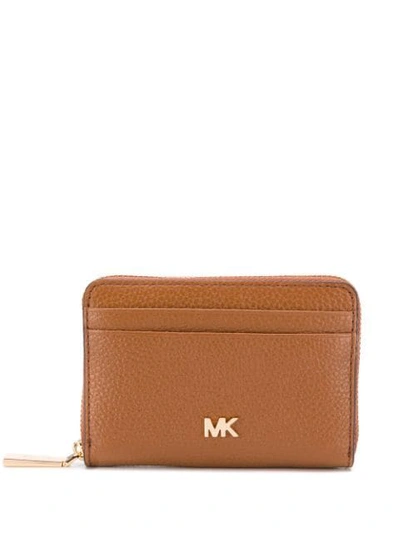 Michael Michael Kors Zip-around Logo Wallet In Brown
