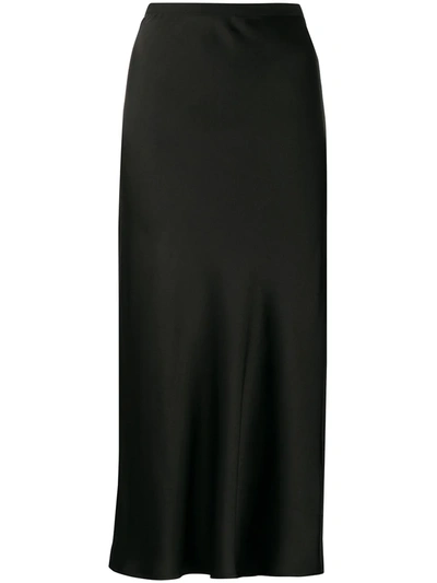 Anine Bing Satin Midi Skirt In Black
