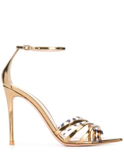 Gianvito Rossi Pointed Leopard-strap Sandals In Gold