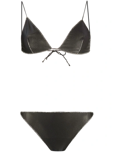 Oseree Shimmer Trim Bikini Set In Black