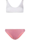 Oseree Shimmer Mix And Match Bikini Set In Silver