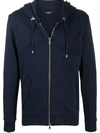 Balmain Logo Detail Zip-up Hoodie In Blue