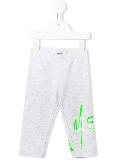 Msgm Babies' Logo Print Leggings In Grey